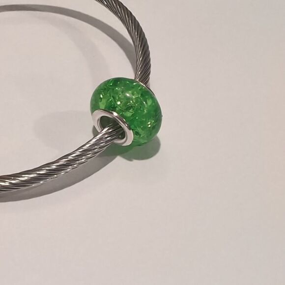 Silver‎ "Crushed Glass" Charm for Pandora Style Bracelet - Picture 4 of 4